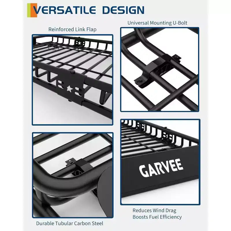 Porte-bagages de toit, 130x90 cm, capacité 90 kg, panier de toit en acier électrozingué avec déflecteur pour SUV/Jeep/BMW