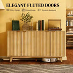 Meuble buffet de rangement Okak au design ondulé cannelé moderne avec 2/4 portes, buffet décoratif pour salle à manger, cuisine