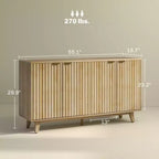 Meuble buffet de rangement Okak au design ondulé cannelé moderne avec 2/4 portes, buffet décoratif pour salle à manger, cuisine