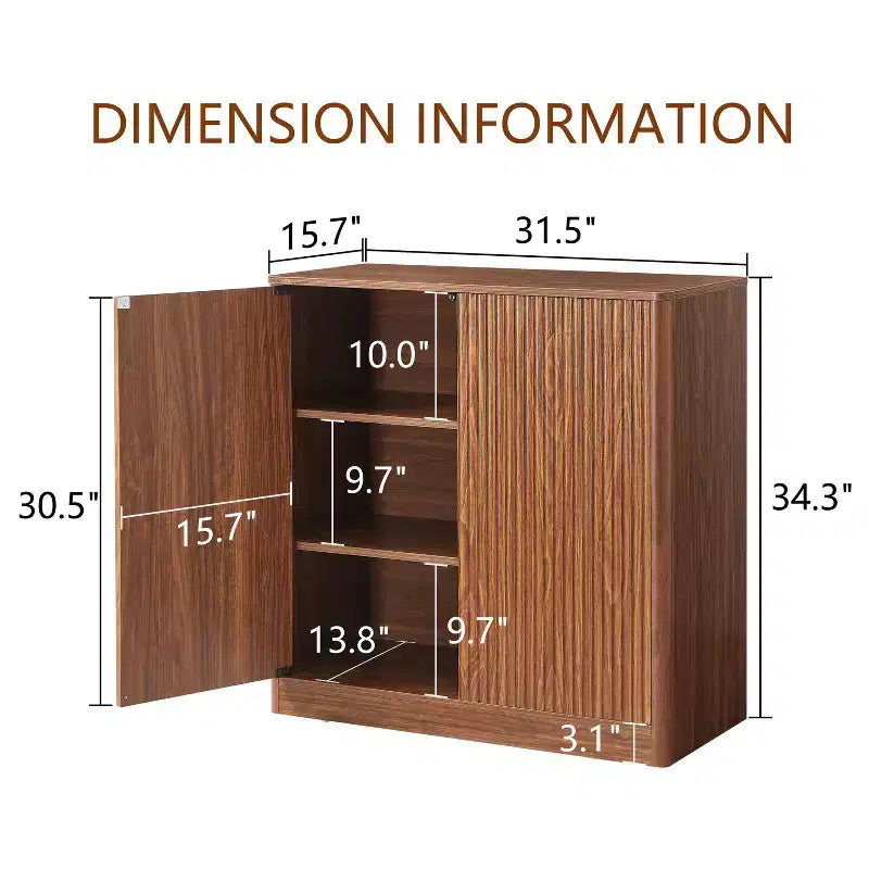 Meuble buffet de rangement Okak au design ondulé cannelé moderne avec 2/4 portes, buffet décoratif pour salle à manger, cuisine