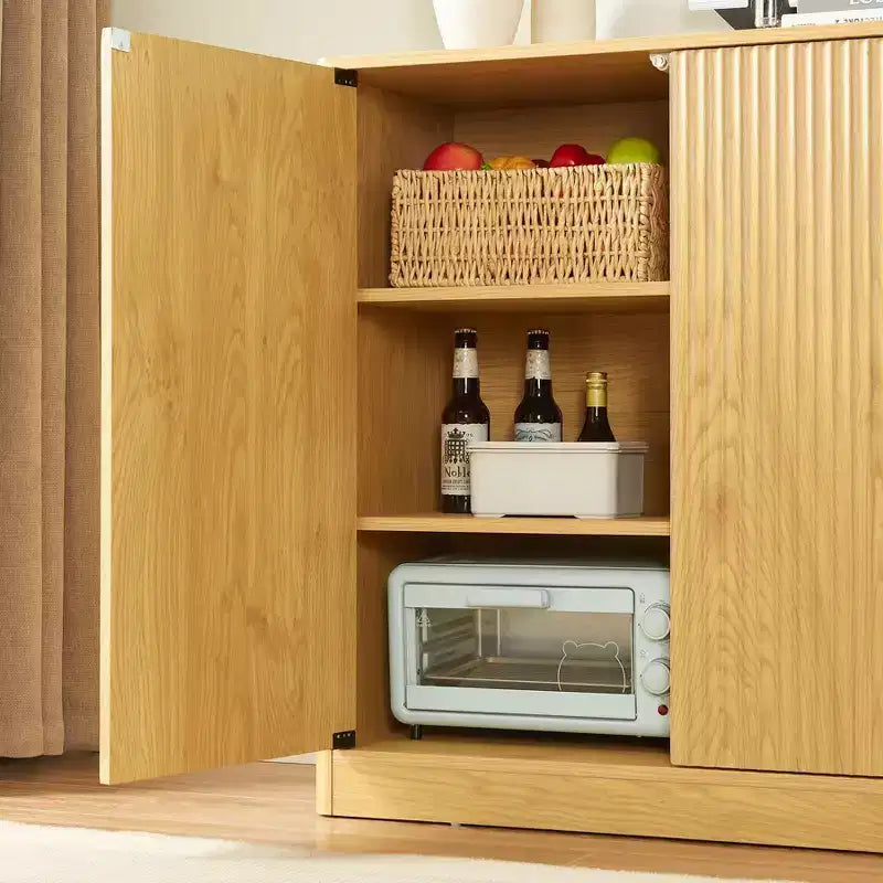 Meuble buffet de rangement Okak au design ondulé cannelé moderne avec 2/4 portes, buffet décoratif pour salle à manger, cuisine