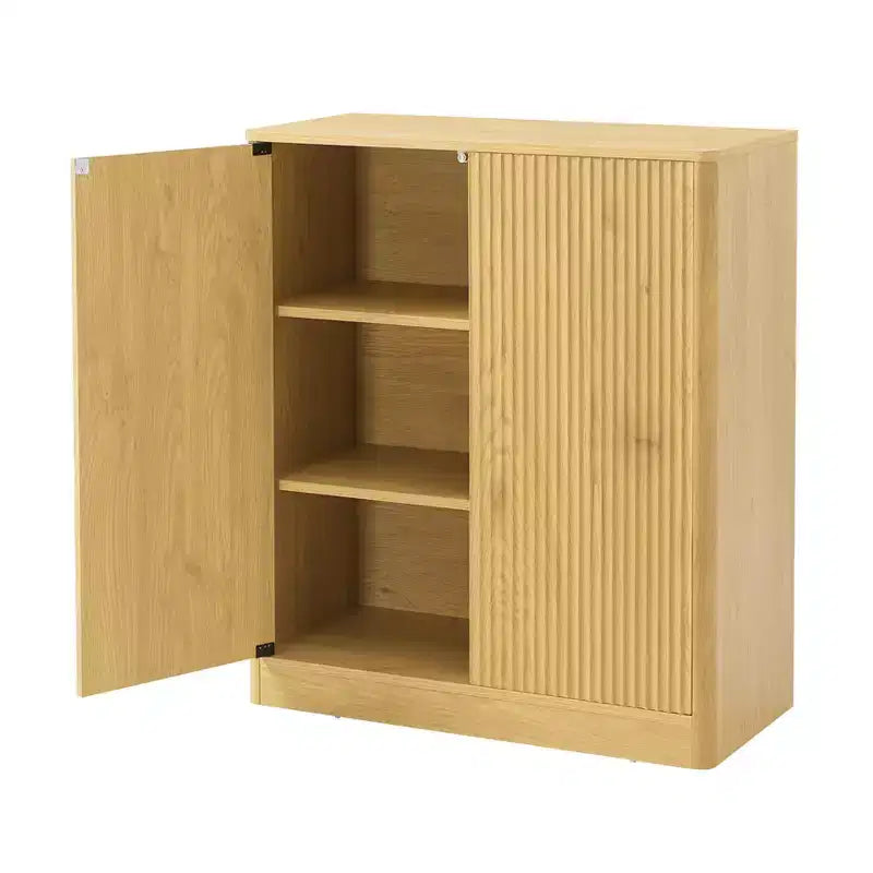 Meuble buffet de rangement Okak au design ondulé cannelé moderne avec 2/4 portes, buffet décoratif pour salle à manger, cuisine