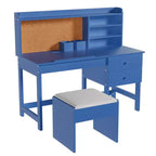 Ensemble bureau et chaise pour enfants, table d'étude en bois avec plateau inclinable réglable, tiroirs et tableau en liège - Ensemble bureau d'apprentissage scolaire pour enfants de 3 à 8 ans