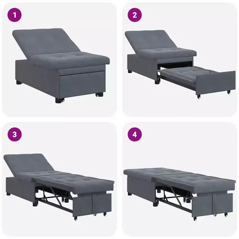 vidaXL Canapé-lit Gris foncé 67 x 194 x 38 cm Velours