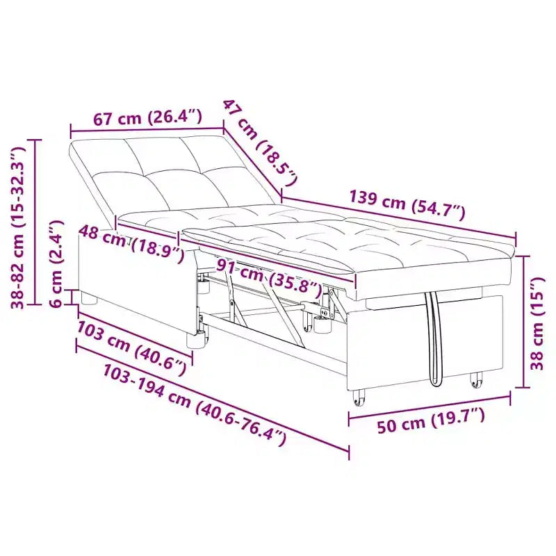 vidaXL Canapé-lit Gris foncé 67 x 194 x 38 cm Velours