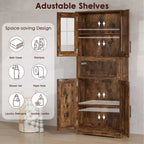 Meuble de salle de bain haut, armoire de rangement de 67 po avec portes vitrées et étagère réglable, armoire autoportante pour petits espaces, buanderie, salon