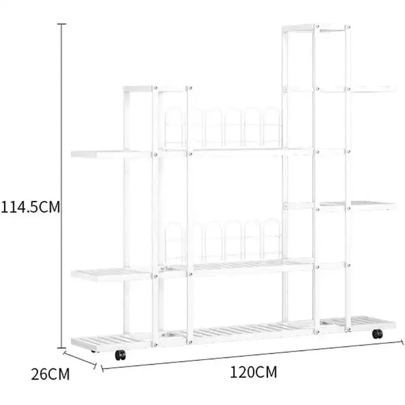 Étagère à plantes à 6 niveaux, support à fleurs d'angle à plusieurs niveaux, support à plantes haut d'intérieur avec roulettes, support de pot de fleurs à plusieurs niveaux
