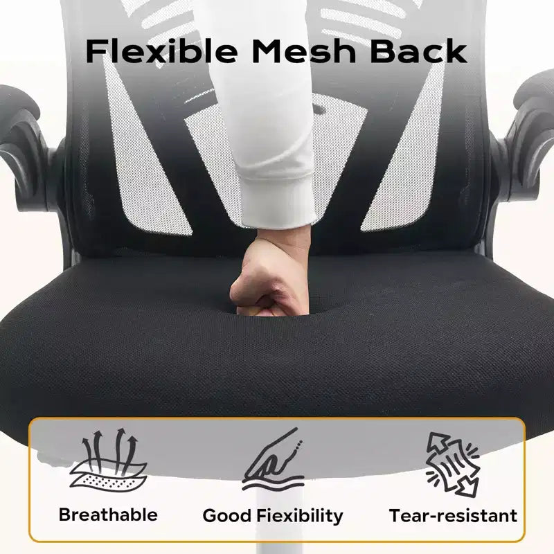 Chaise de bureau ergonomique, chaise de bureau à dossier haut avec hauteur réglable et accoudoirs relevables, chaise de jeu confortable en maille pour le bureau à domicile
