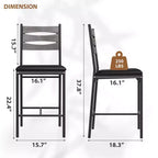 Lot de 4 tabourets de bar en bois, avec dossier, repose-pieds et coussin épais en similicuir, tabourets de bar hauteur comptoir pour cuisine