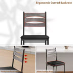 Lot de 4 tabourets de bar en bois, avec dossier, repose-pieds et coussin épais en similicuir, tabourets de bar hauteur comptoir pour cuisine