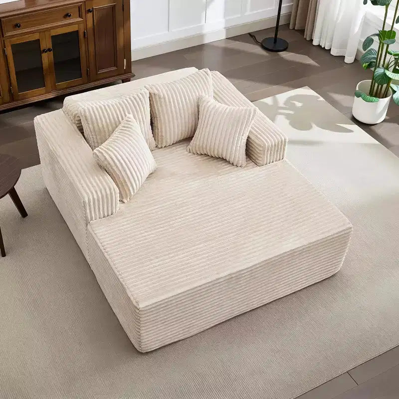 Chaise Longue Surdimensionnée d'Intérieur, Canapé-Lit Sans Os Rembourré en Velours Côtelé, Fauteuil de Lecture Profond pour Salon, Aucun Assemblage Requis