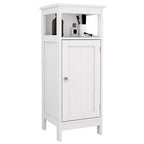 Meuble de rangement multifonctionnel en bois à porte simple pour salle de bain avec étagère réglable et étagère ouverte pour salle de bain, cuisine, salon, blanc