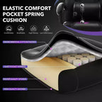 Chaise de jeu ergonomique Acekool pour adultes, cuir PU, massage lombaire, repose-pieds, réglable, pour bureau ou jeu