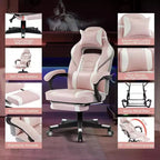 Chaise de jeu ergonomique Acekool pour adultes, cuir PU, massage lombaire, repose-pieds, réglable, pour bureau ou jeu
