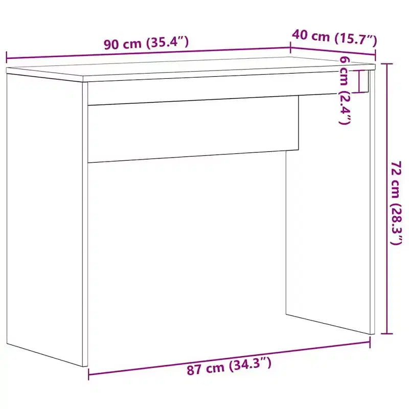 vidaXL Bureau Chêne Sonoma Bois d'Ingénierie Petit Bureau Minimaliste