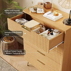 Commode cannelée pour chambre à coucher avec 5 tiroirs, commode de chambre moderne de 81 cm de large en bois avec poignée en métal, organisateur de rangement pour vêtements, meuble TV