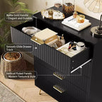 Commode cannelée pour chambre à coucher avec 5 tiroirs, commode de chambre moderne de 81 cm de large en bois avec poignée en métal, organisateur de rangement pour vêtements, meuble TV