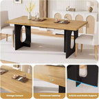 Table de salle à manger pour 6-8 personnes, 180 cm, table de cuisine longue et moderne avec grand plateau et pieds colonnes robustes, table à dîner pour la maison et la salle de conférence