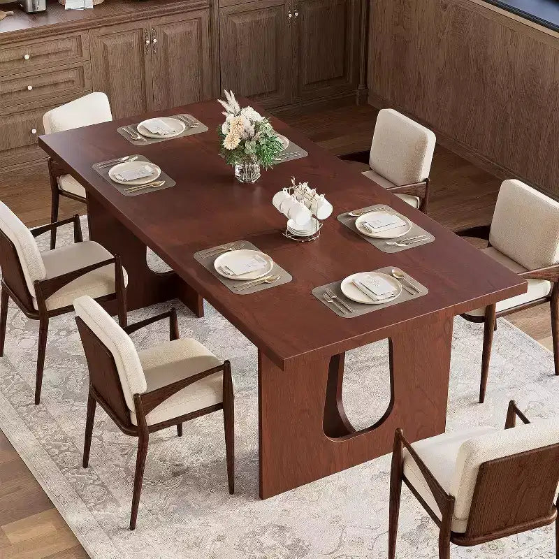 Table de salle à manger pour 6-8 personnes, 180 cm, table de cuisine longue et moderne avec grand plateau et pieds colonnes robustes, table à dîner pour la maison et la salle de conférence