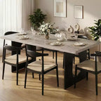Table de salle à manger pour 6-8 personnes, 180 cm, table de cuisine longue et moderne avec grand plateau et pieds colonnes robustes, table à dîner pour la maison et la salle de conférence