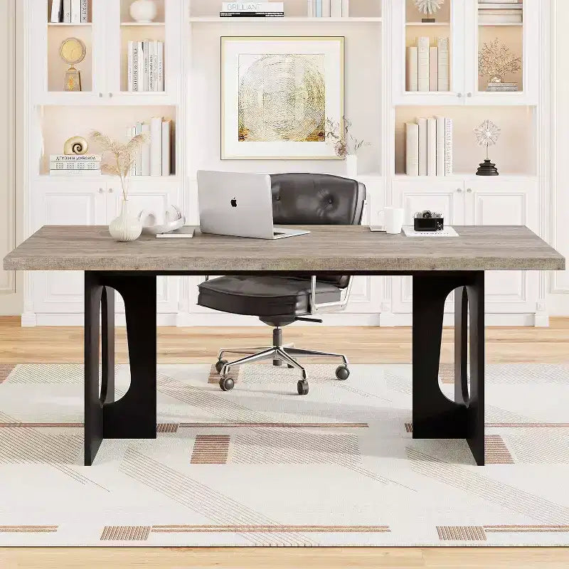 Dining Table for 6-8 People 71 Modern Long Kitchen Table with Large Tabletop & Heavy Duty Pedestal Legs, Dinner Table for Home, Conference Room