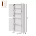 Meuble de rangement haut de cuisine de 70 po - Rangement autonome à 4 portes avec étagères réglables, grande armoire utilitaire pour salle à manger, salle de bain et salon