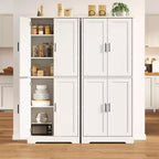 Meuble de rangement haut de cuisine de 70 po - Rangement autonome à 4 portes avec étagères réglables, grande armoire utilitaire pour salle à manger, salle de bain et salon