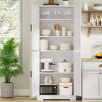 Meuble de rangement haut de cuisine de 70 po - Rangement autonome à 4 portes avec étagères réglables, grande armoire utilitaire pour salle à manger, salle de bain et salon