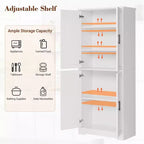 Meuble de rangement haut de cuisine de 70 po - Rangement autonome à 4 portes avec étagères réglables, grande armoire utilitaire pour salle à manger, salle de bain et salon