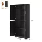 Meuble de rangement haut de cuisine de 70 po - Rangement autonome à 4 portes avec étagères réglables, grande armoire utilitaire pour salle à manger, salle de bain et salon