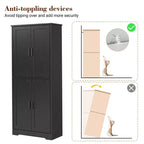 Meuble de rangement haut de cuisine de 70 po - Rangement autonome à 4 portes avec étagères réglables, grande armoire utilitaire pour salle à manger, salle de bain et salon