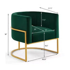 Fauteuil d'appoint en velours avec coussin, pieds en métal doré, dossier incurvé, chaise de coiffeuse tapissée, chaise de loisirs pour la maison