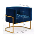 Fauteuil d'appoint en velours avec coussin, pieds en métal doré, dossier incurvé, chaise de coiffeuse tapissée, chaise de loisirs pour la maison
