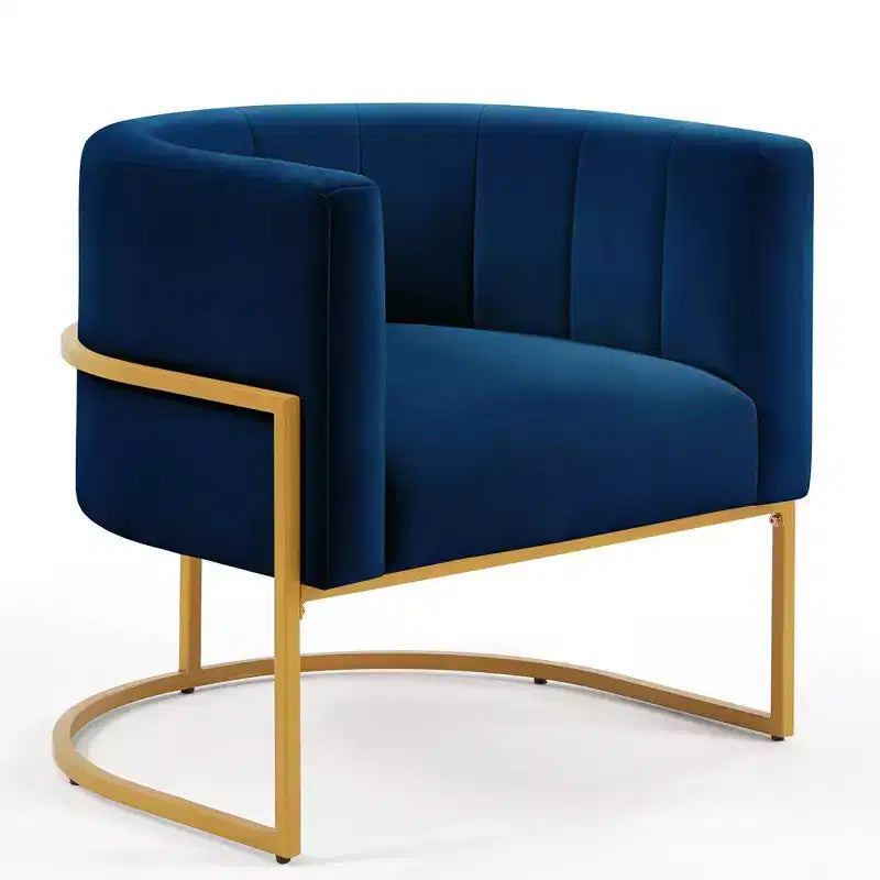 Fauteuil d'appoint en velours avec coussin, pieds en métal doré, dossier incurvé, chaise de coiffeuse tapissée, chaise de loisirs pour la maison