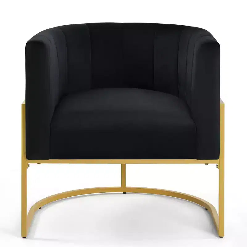 Fauteuil d'appoint en velours avec coussin, pieds en métal doré, dossier incurvé, chaise de coiffeuse tapissée, chaise de loisirs pour la maison