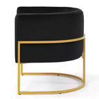 Fauteuil d'appoint en velours avec coussin, pieds en métal doré, dossier incurvé, chaise de coiffeuse tapissée, chaise de loisirs pour la maison