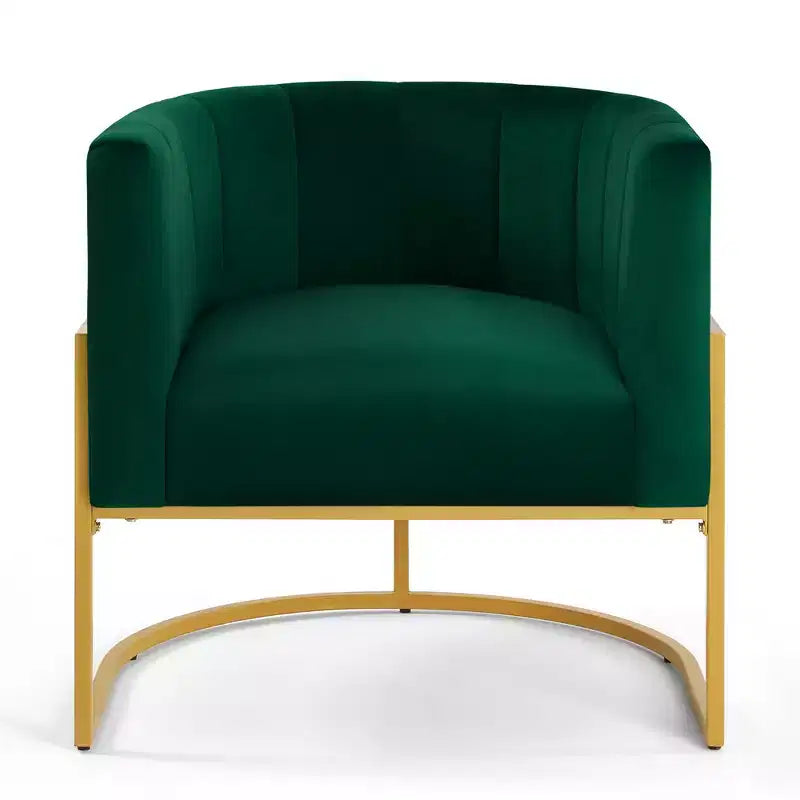 Fauteuil d'appoint en velours avec coussin, pieds en métal doré, dossier incurvé, chaise de coiffeuse tapissée, chaise de loisirs pour la maison