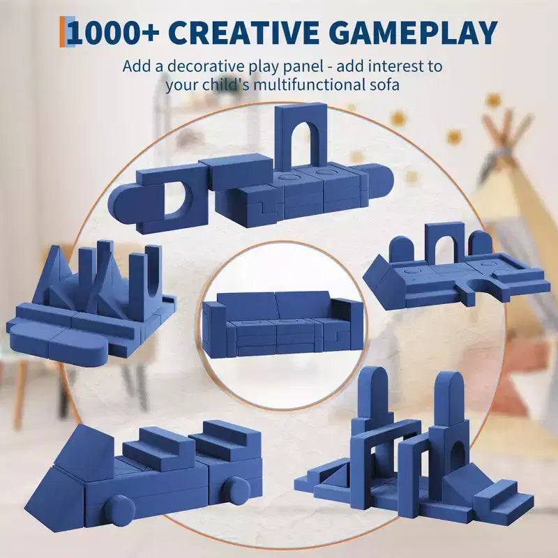 Canapé de jeu modulaire 22 pièces pour enfants, ensemble de jeu en mousse à escalader et à ramper, canapé d'escalade convertible lavable en mousse pour salle de jeux, salon