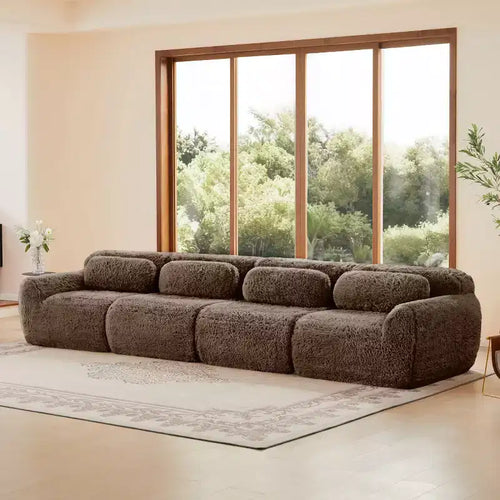 149 Modern Straight Modular Sectional Sofa, 4-Seater Deep Seat Cloud Sofa for Living Room & Bedroom, No Assembly-Panipeachy