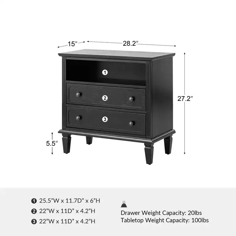 Davide 2 - Table de chevet en bois massif avec tiroir Table d'appoint de style transitionnel Lot de 2 | KARAT HOME