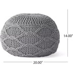 Pouf en tricot Okak, pouf rond, chaise de sol confortable pour salon, chambre, dortoir, aucun assemblage requis