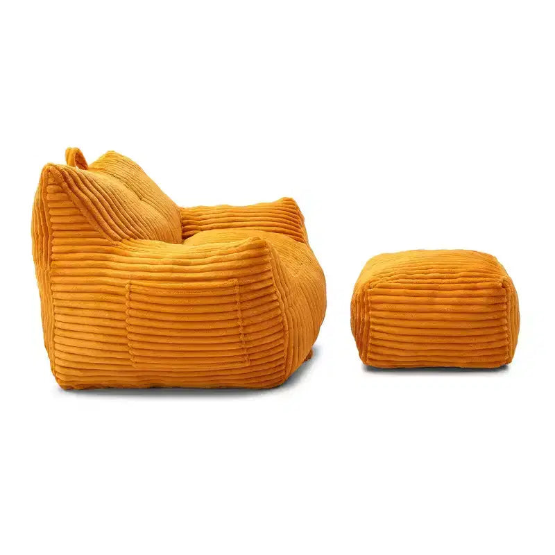 Grand pouf Okak avec ottoman, canapé de sol, fauteuil lounge avec accoudoirs, pouf gamer pour adultes pour salon