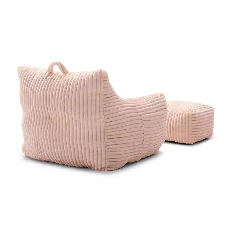 Grand pouf Okak avec ottoman, canapé de sol, fauteuil lounge avec accoudoirs, pouf gamer pour adultes pour salon