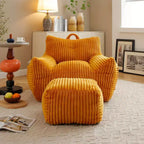 Grand pouf Okak avec ottoman, canapé de sol, fauteuil lounge avec accoudoirs, pouf gamer pour adultes pour salon