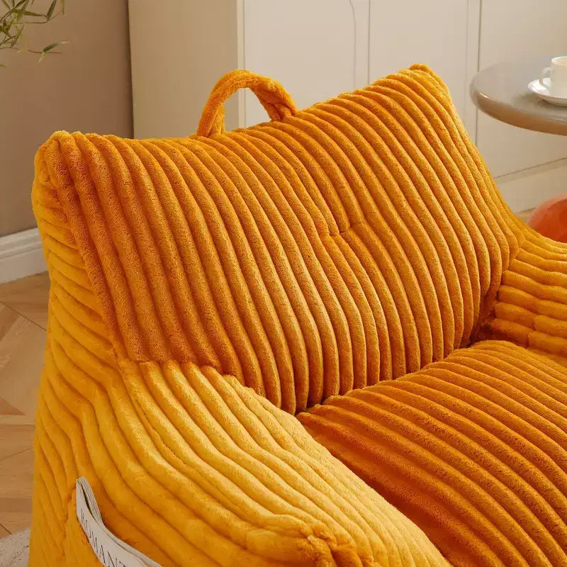 Grand pouf Okak avec ottoman, canapé de sol, fauteuil lounge avec accoudoirs, pouf gamer pour adultes pour salon