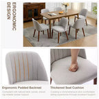 Lot de 2 chaises de salle à manger rembourrées avec coussins épais, chaises modernes en tissu de lin avec pieds en bois pour cuisine, salle à manger ou salon