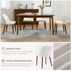 Lot de 2 chaises de salle à manger rembourrées avec coussins épais, chaises modernes en tissu de lin avec pieds en bois pour cuisine, salle à manger ou salon