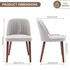 Lot de 2 chaises de salle à manger rembourrées avec coussins épais, chaises modernes en tissu de lin avec pieds en bois pour cuisine, salle à manger ou salon