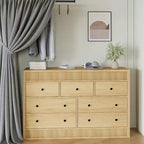 Commode à 6/7 tiroirs pour chambre à coucher, commode en bois cannelé, organiseur de rangement moderne en chêne pour salon, couloir, entrée