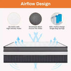 Matelas King Size, matelas King de 35 cm dans une boîte, mousse à mémoire de forme au gel rafraîchissant et ressorts ensachés, lit mi-ferme, isolation des mouvements, certifié CertiPUR-US